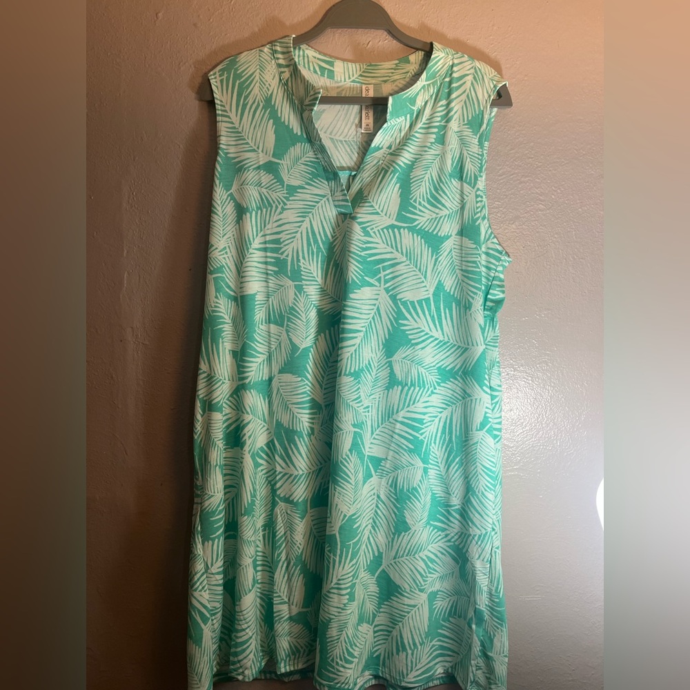Dear Scarlett Mint leave Print Sleeveless Midi Dress